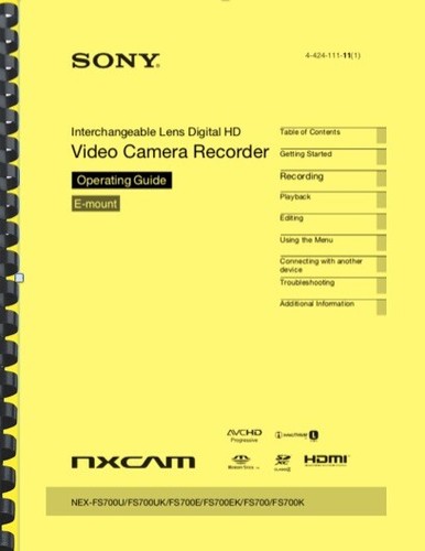 Sony nex fs700 - nex-fs700, manuale