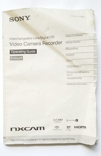 Sony instruction manual book - instruction,